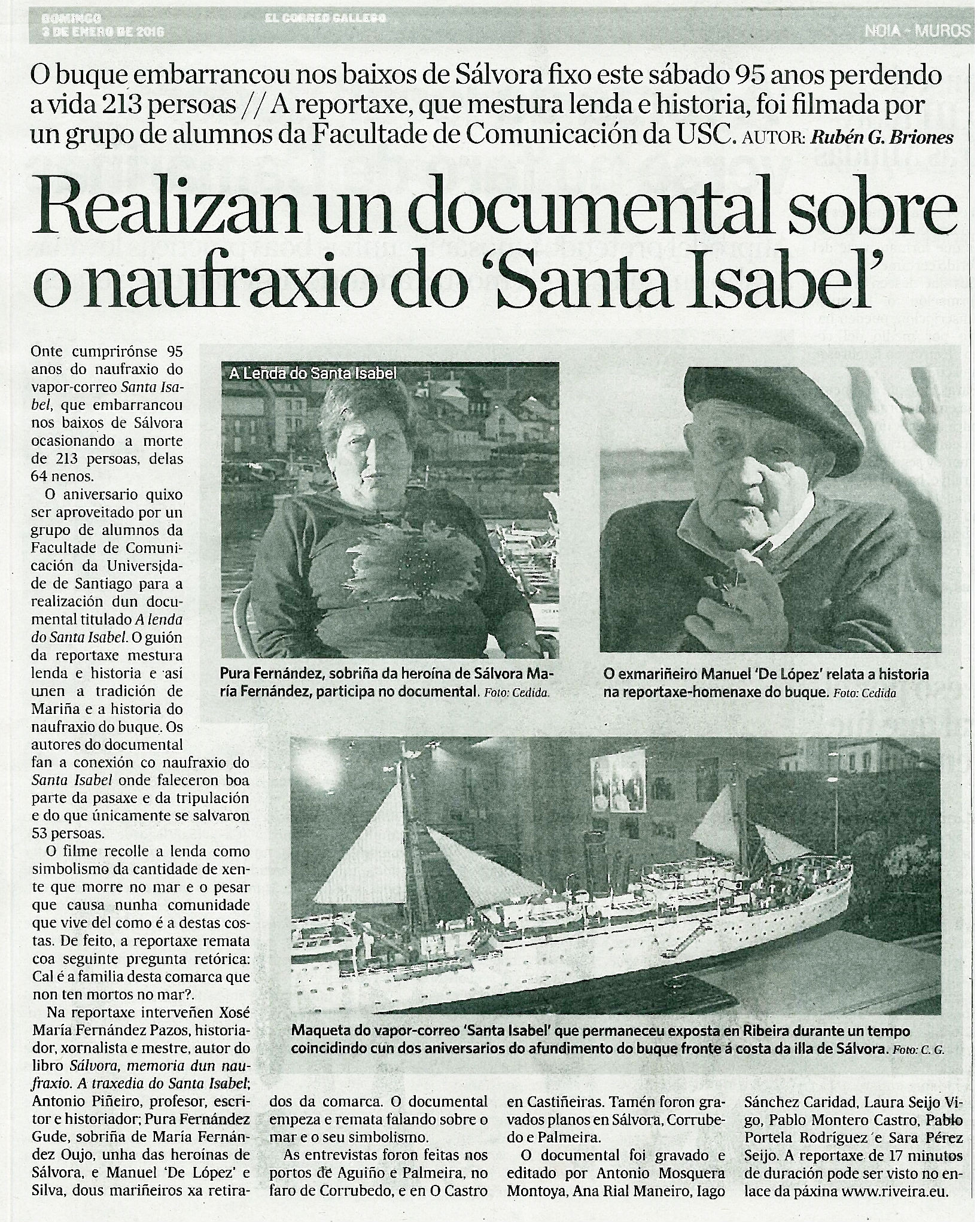 20110103 Reportaxe documental Santa Isabel Correo